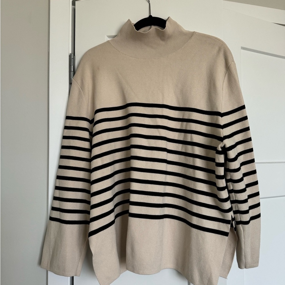 H&M mock neck striped sweater